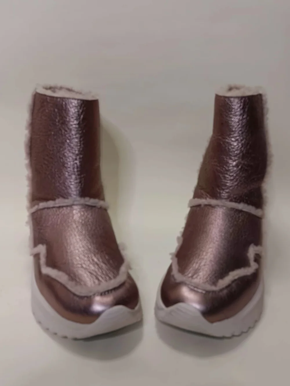 Coach Metallic Rose Gold Shearling Winter Boots